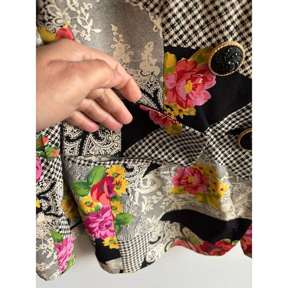 Richie Freeman Womens Vintage 100% Silk Double-Breasted Floral Blazer Sz 10 - Picture 4 of 12